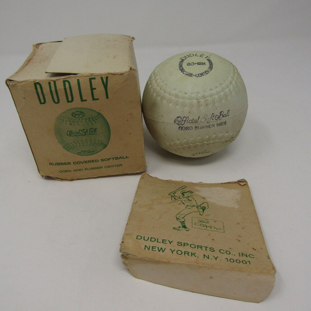 Vintage Dudley SB-12R Official Softball Cork Center Rubber Hide with Box
